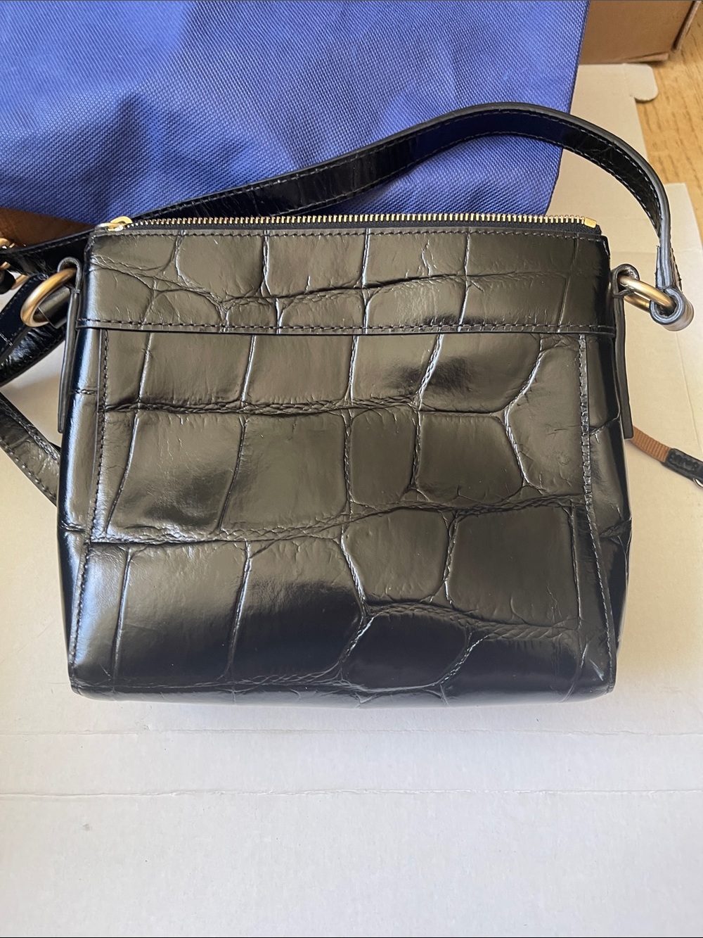 Dooney & Bourke Black Croc-Embossed Leather Crossbody - Picture 5 of 7